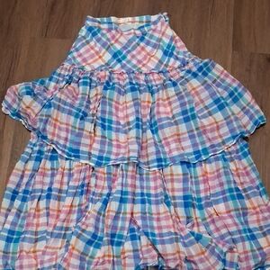 LoveShackFancy Blue and Pink Ruffled Blouse